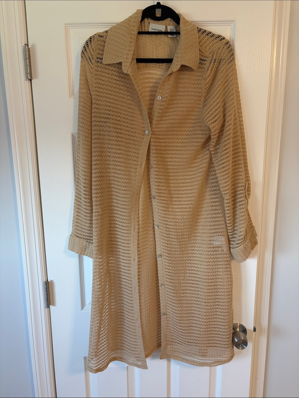 Haute Hippie Beige Crochet Coverup